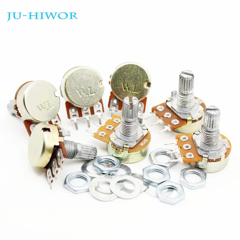 10pcs WH148 Linear Single Rotary Potentiometer Pots Shaft 15MM With Nuts and Shim 1K 2K 3K 10K 20K 50K 100K 500K Ohm