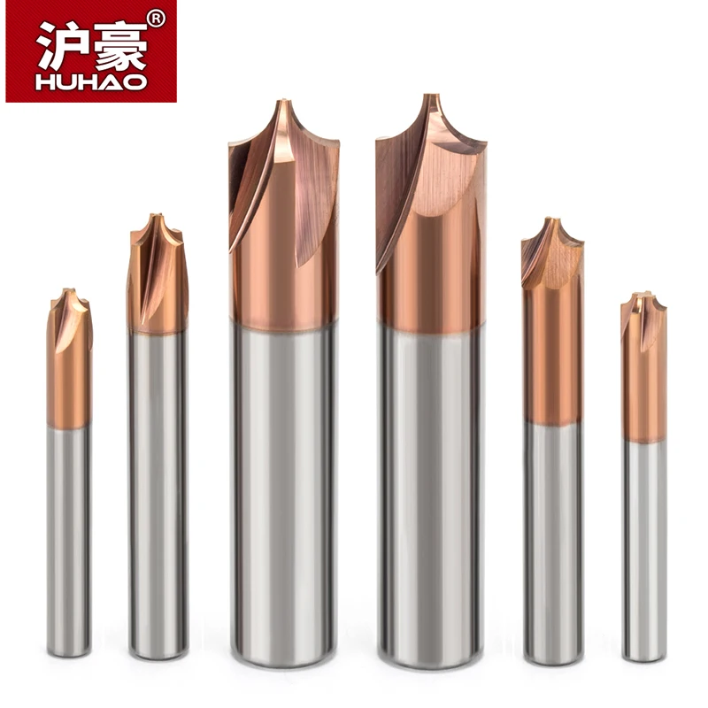 Huhao 1pc Carboneto Sólido Anti-r Chanfradura Roteador Bit para Liga de Aço e Flautas Arco r Ângulo Fresa Cnc Fresa