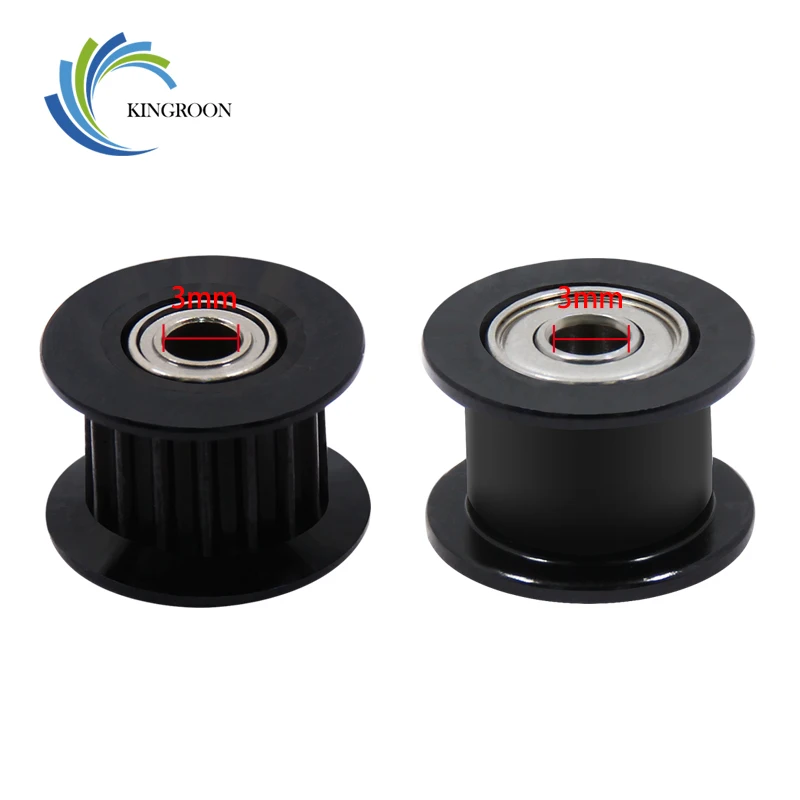 KINWords ON-Poulie de renvoi GT2 pour imprimante 3D, 2 pièces, poulie de synchronisation en aluminium, 16 20 dents, poulies noires, alésage 3mm, 5mm, largeur 6 10