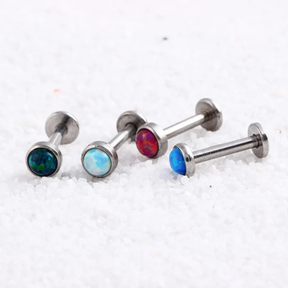 16G 6mm 316L Surgical Steel Opal Labret Lip Stud Rings Sexy Stone Style Lip Stud Fashion Earrings Monroe Piercing Body Jewelry