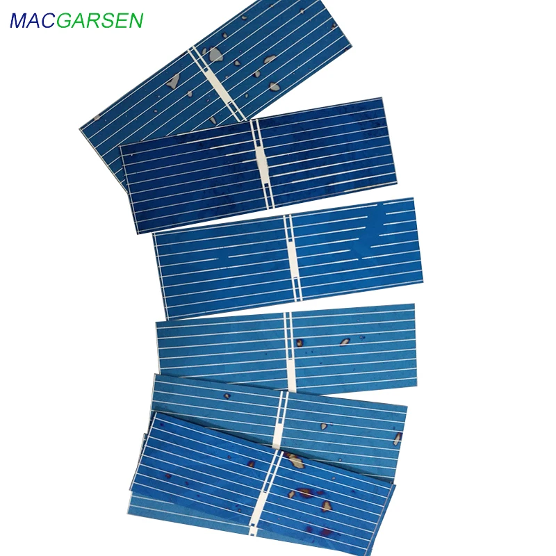 MACRAGSEN 100pcs Solar Panel 52x13mm Color Difference Defect Polycrystalline Solars Cell Photovoltaic DIY Solar Sun Power Bank