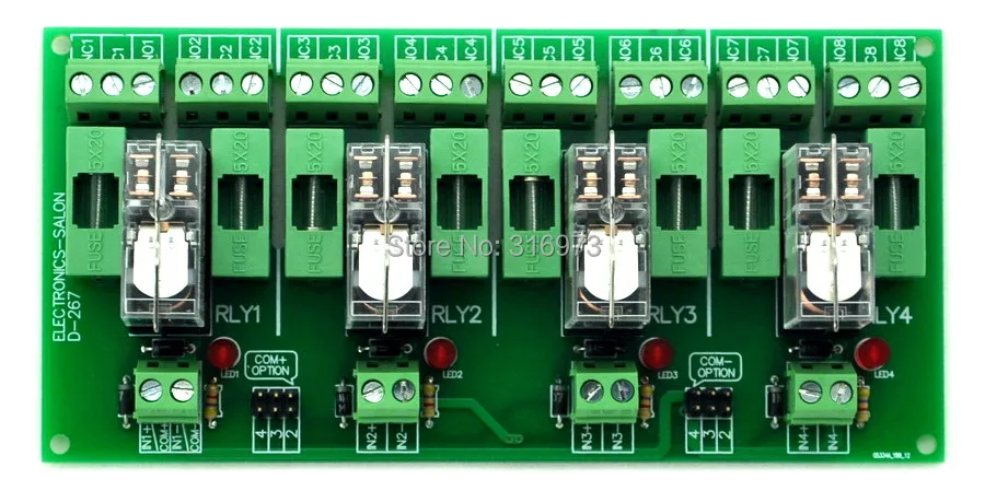 

Fused 4 DPDT 5A Power Relay Interface Module, G2R-2 24V DC Relay.