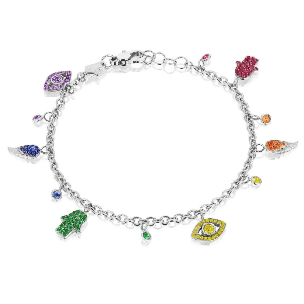 charm charming link chain bracelet silver plated gold color colorful cz paved lucky lovely charm women girl gift bracelets