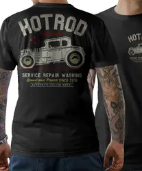 T-Shirt Hot Rod Oldschool Schrauber V8 Muscle Car Rockabilly Double Side New 2019 Summer Brand Brand High-Quality O Neck Shirt