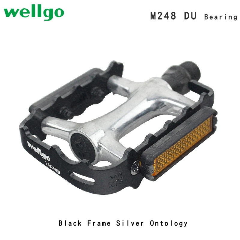 WELLGO Ultralight Bearing Pedals M248 Road Bike Pedal MTB Accessories M248DU Aluminum Alloy Black Silver Mountain Bicycle Parts