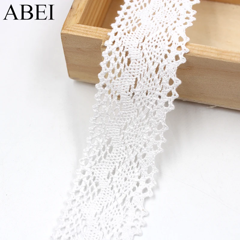 10yards/lot Knitted Cotton Lace Ribbon Trims for Clothes Diy Curtain Hometexile Cotton Fabric Wedding Crafts Scrapbooking Decors