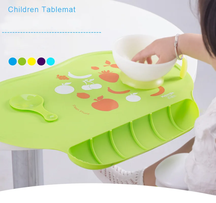 Tiny Diner Portable Silicone Placemat, Kids Dinnerware Table Mat ,Baby Washable Food Placemat