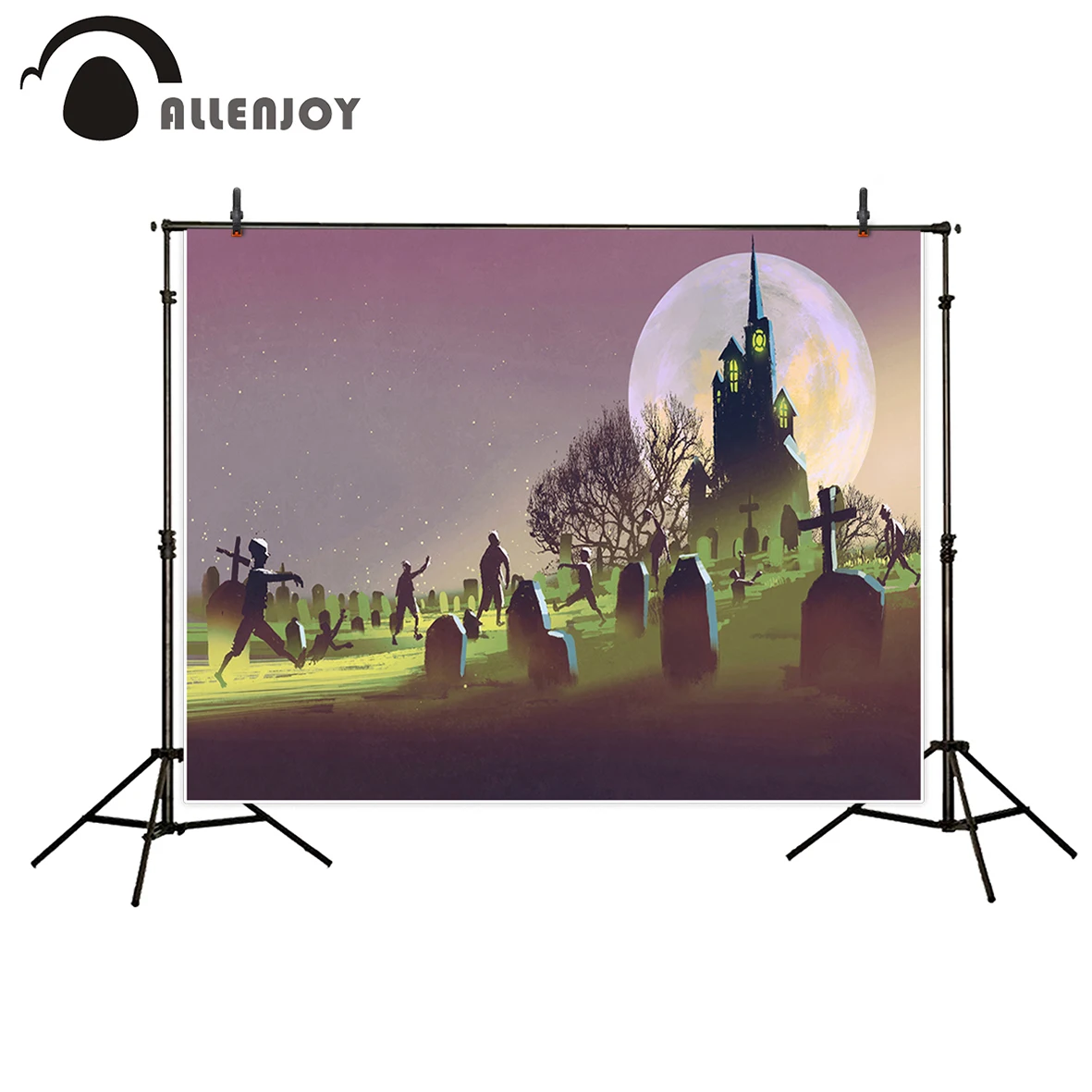 Allenjoy photography backdrop Zombie Tombstone Castle Gloomy Halloween backdrop newborn original design fantasy props no stand