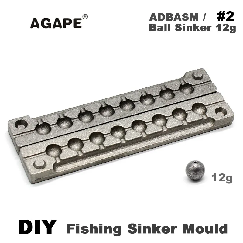 Agape DIY Fishing Ball Sinker Mould ADBASM/#2 Ball Sinker 12g 8 Cavities