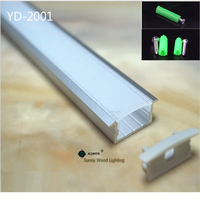 

10PCS of 1m led channel embedded aluminum profile for double row led strip,milky/transparent cover for 20mm pcb with fittings