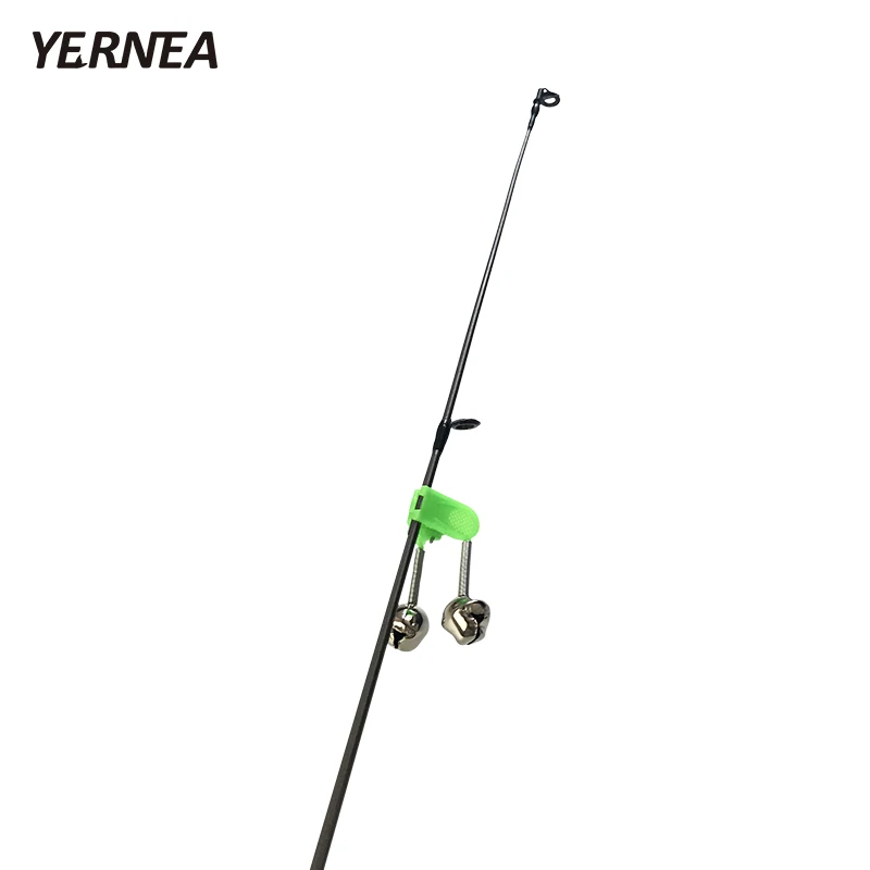 Yernea 100 Pcs/Lot  Tip Clip Bells Ring Fishing Rod Bite Alarms Fishing  Bells Rod Alarm Clamp  Green Plastic Fishing Accessory