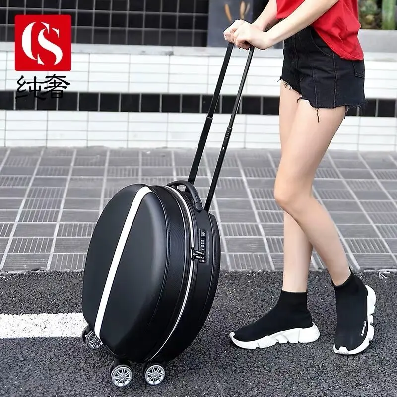 Hot!New Cute round Travel Bag Rolling Luggage sets,Women girl 18 inch lovely Trolley Suitcase with handbag On Universal Wheels