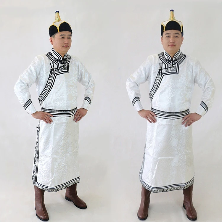 Männer Mongolei Weiß Kleid Robe Dance Performance Kleidung männer Erwachsenen Mongolischen Hochzeit Täglichen Kleidung von Dschingis Khan, der heimatstadt