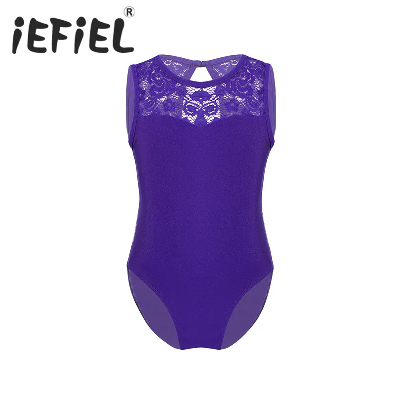 

Балетное платье для девочек, кружевное платье без рукавов с вырезом на спине, гимнастический купальник для танцевальных представлений