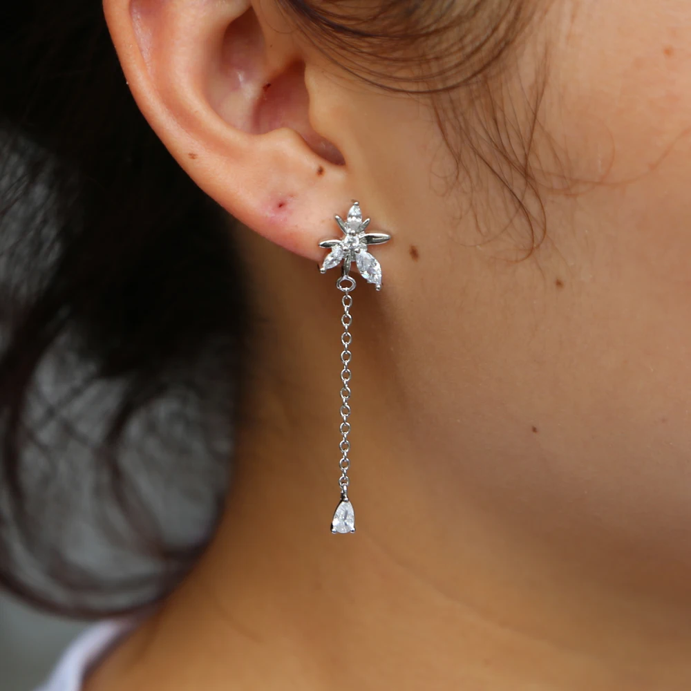 2018 Shiny Crystal CZ Cubic zirconia Leaf Long Drop Dangle Earrings New Design Fashion Statement Jewelry For Women Gift Brincos image 2