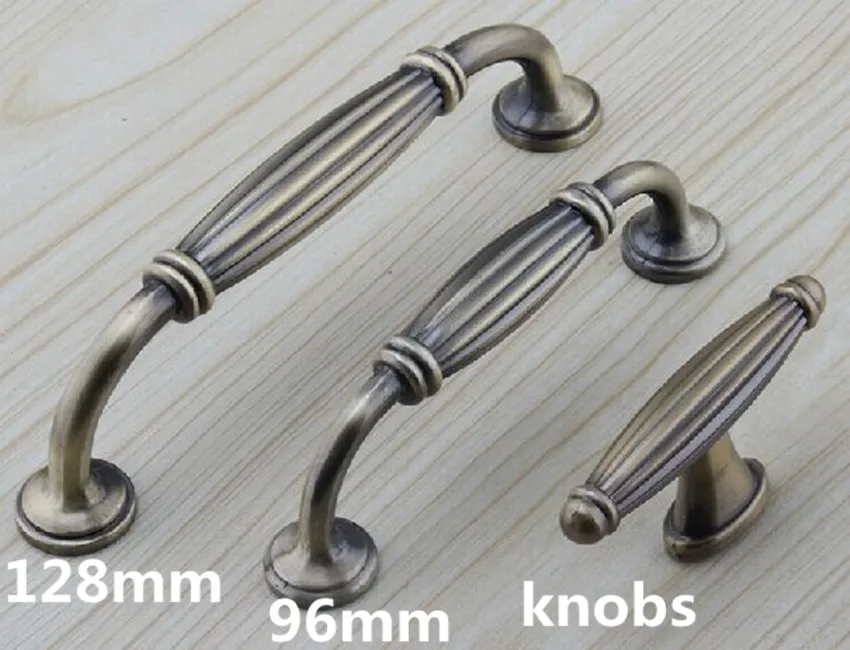 

96mm kitchen cabinet handles Bronze Cupboard Pulls Antique Zinc Alloy Drawer Dresser Wardrobe Furniture Handle Pull Knobs 128mm