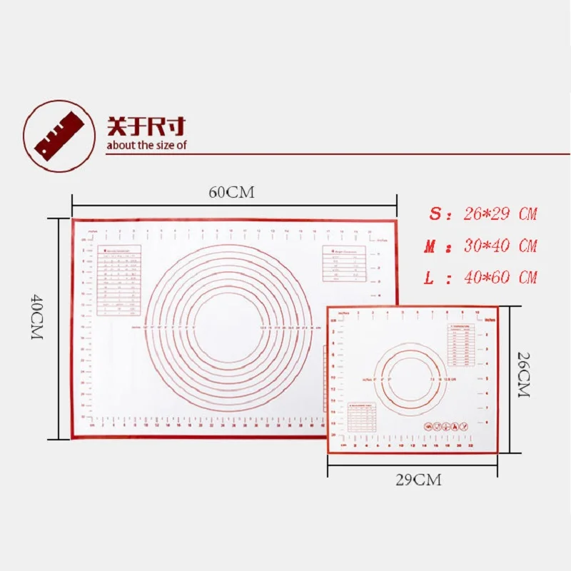 Silicone Baking Mat Kitchen Kneading Dough Baking Mat Tools Cookie Crepes Pizza Dough Non-Stick Rolling Mats Pastry Accessories