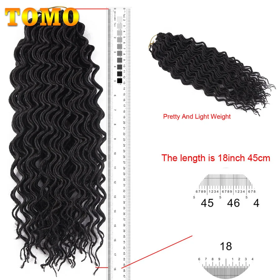 TOMO 18Inch Faux Locs Curly Crochet Braids 24Strands Goddess Locs Hair Extensions Ombre Synthetic Braiding Hair Bohemian locks