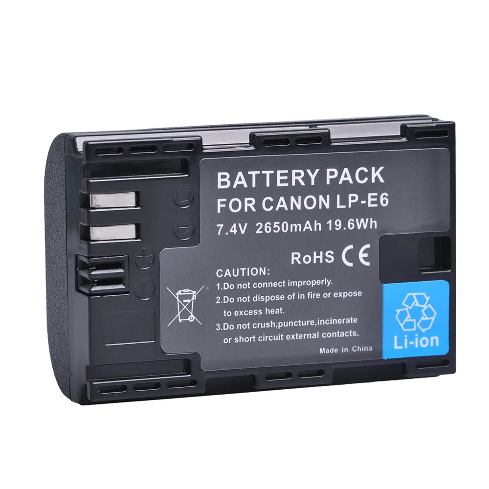 5 pz 2650mAh LP-E6 LPE6 LP E6 batterie per Canon 5D Mark II III 7D 60D EOS 6D 7D, 80D e BG-E14, BG-E1, per accessori canon