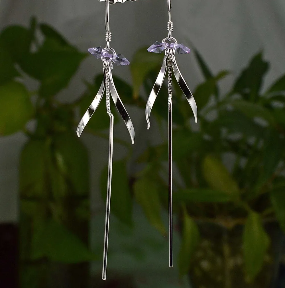 

Гарантия чистое серебро 925 пробы, серьги с кристаллами, 75 мм, 2,8 г, EA31110-Purple