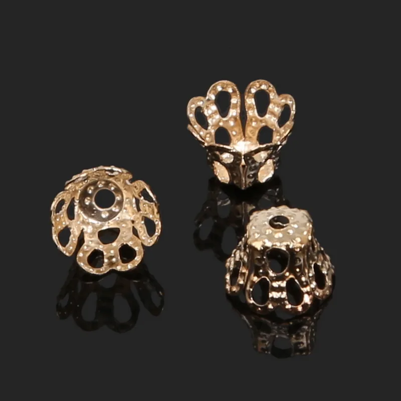 

new 200pcs/lot 2016 High Quality DIY KC Gold Plated Hollow Flower Iron Metal Charms Bead Caps for Jewelry Making