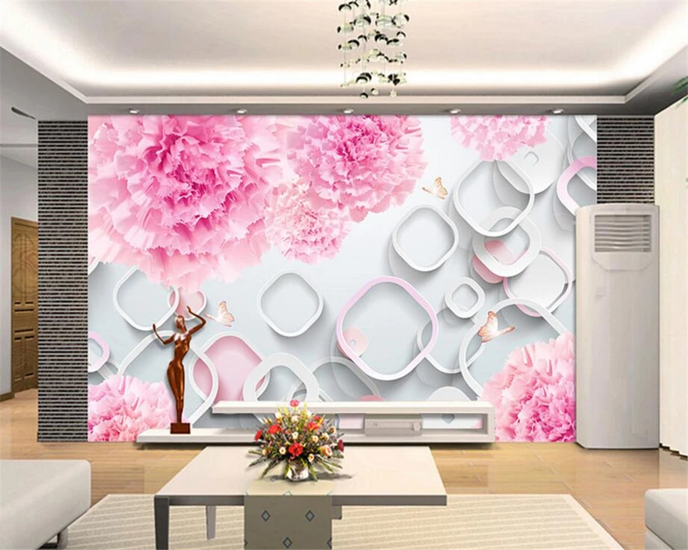 

Beibehang 3d Wallpaper Stereo Dream Flower Carnation Circle TV Background Wall Living Room Bedroom Mural wallpaper for walls 3 d