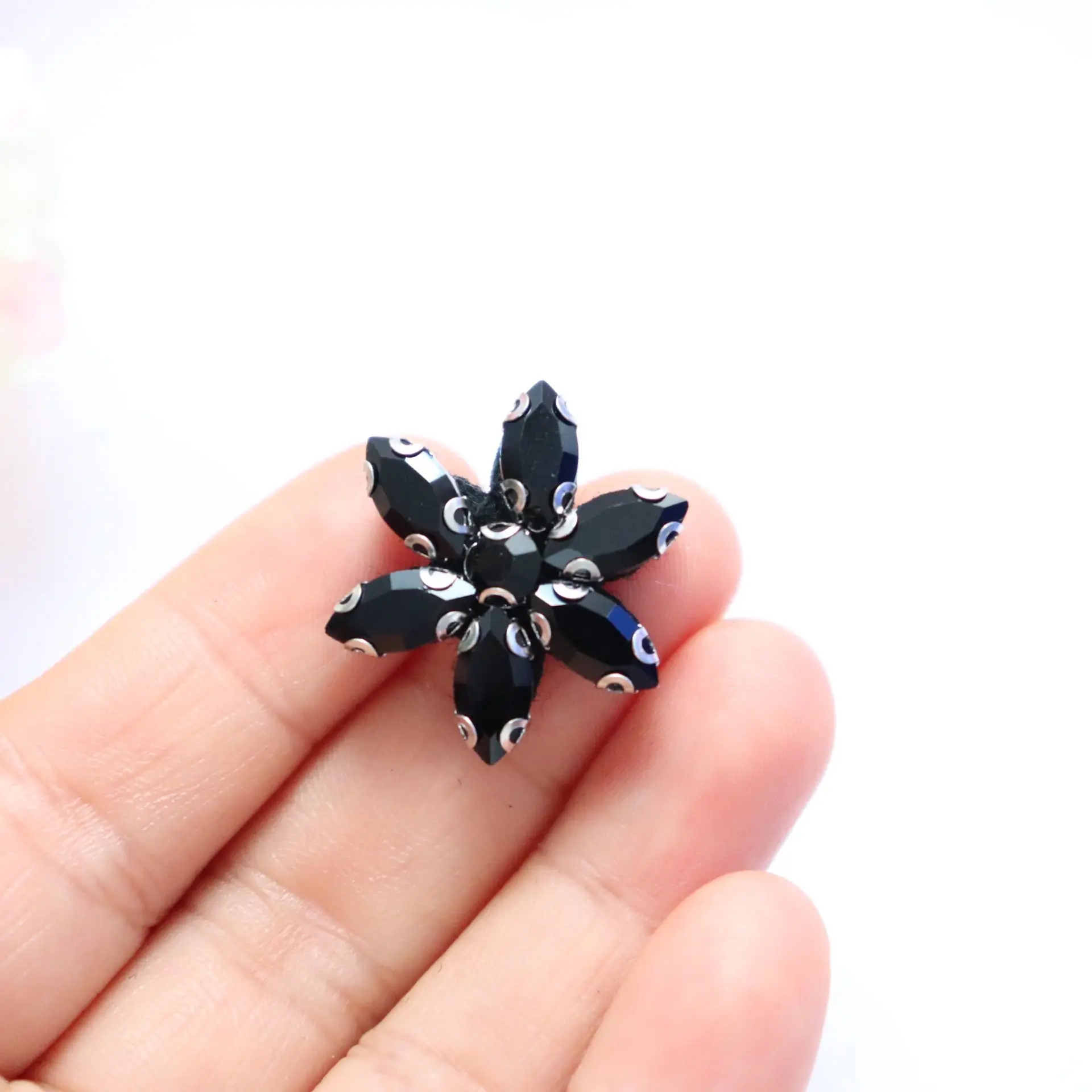 Small Colorful Floral Flower Rhinestones beads patches applique sew on beading applique clothes shoes bags decoration patch DIY