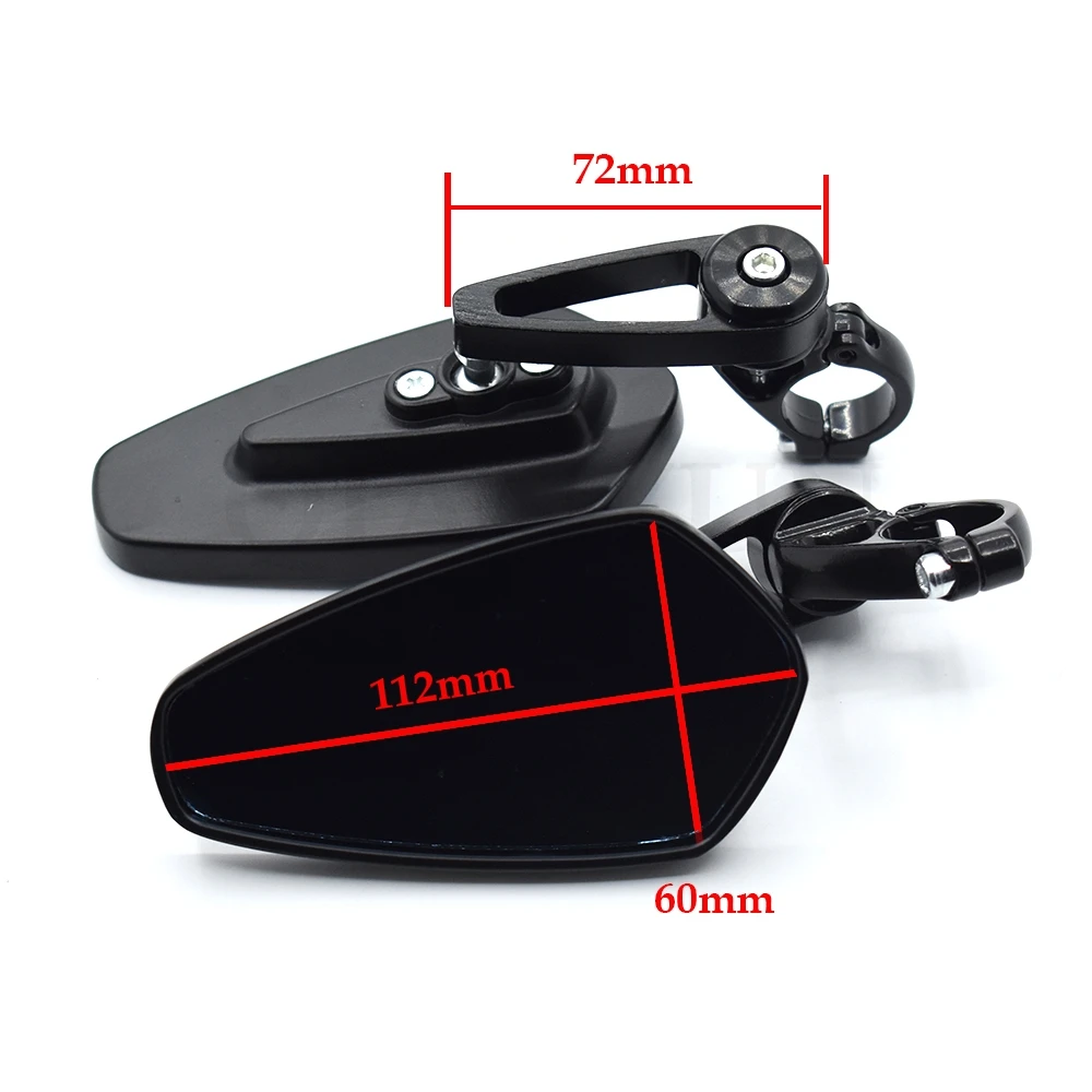 Universal black 7/8\'\' 22mm motorcycle side mirror handlebar end mirror for Yamaha R1 R6 R125 R15 FZ16 FZ1 MT09 MT07 FZ6 XJR1300