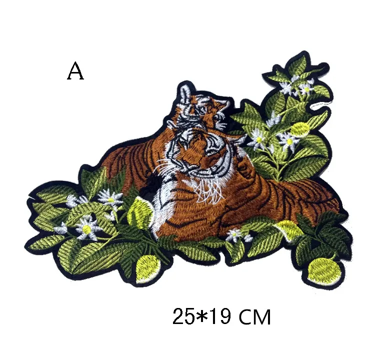 Tigre e Animais Applique Bordado Patches para Pano, Handmade Flores Vestuário Pins, Patch costura