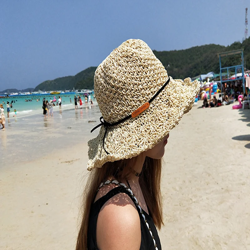 

Sun Shade Hat 2019 Parents and Children Straw Hats Lady Summer Foldable Fashionable Holiday Beach Sunsreen Visor Caps H096