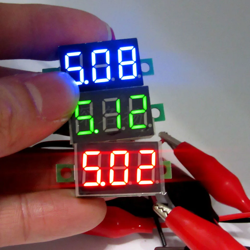 2pc 2-Line Mini Digital Voltmeter LED Panel Voltage Meters 3- Digital Display for DIY RC Multicopter Drones