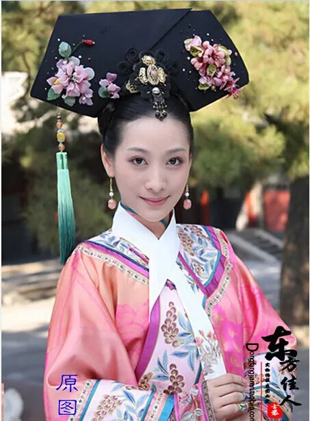 2014 New Design Delicate Embroidery Qing Princess Costume TV Play The Legend of Zhenhuan Princess Lingrong Costume Pink Costume