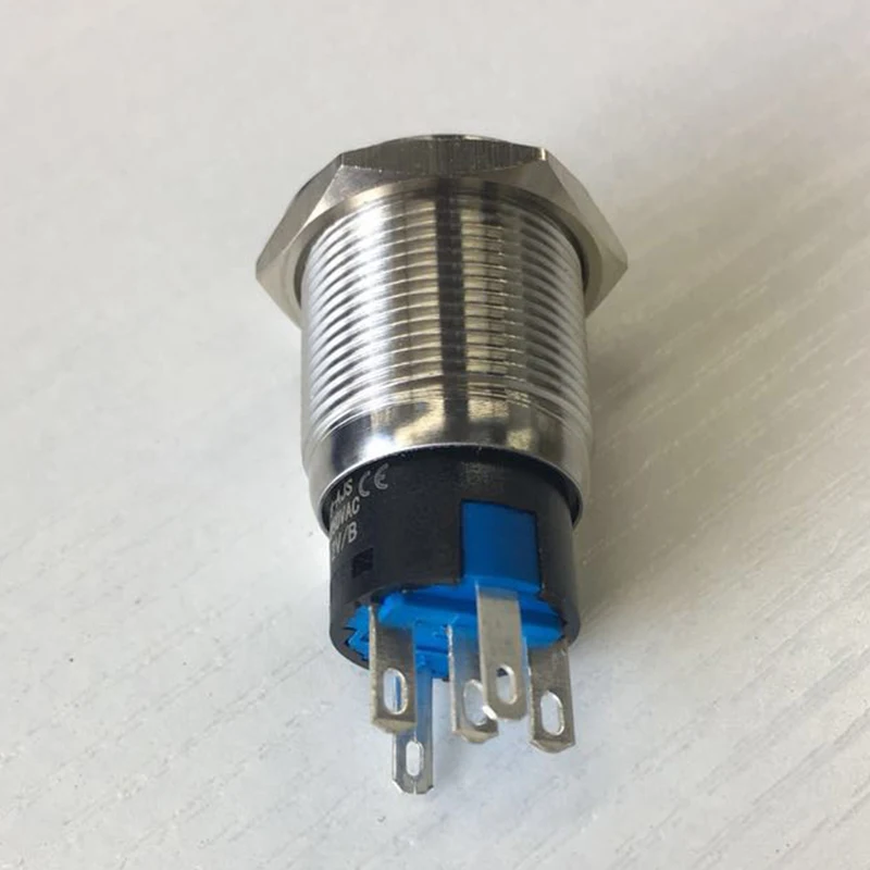 YUESHUN 16mm Push Button Switch Latching Type Electrical Equipment 10 pieces Power Switch Power Indicator Terminal Light Switch