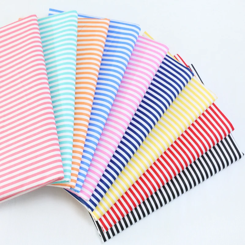 Delicate Pink/Red/Yellow/Blue Stripe  100% cotton Fabric Quilting fabric Clothes Home Textile Bedding Sewing Doll Cloth DIY A65