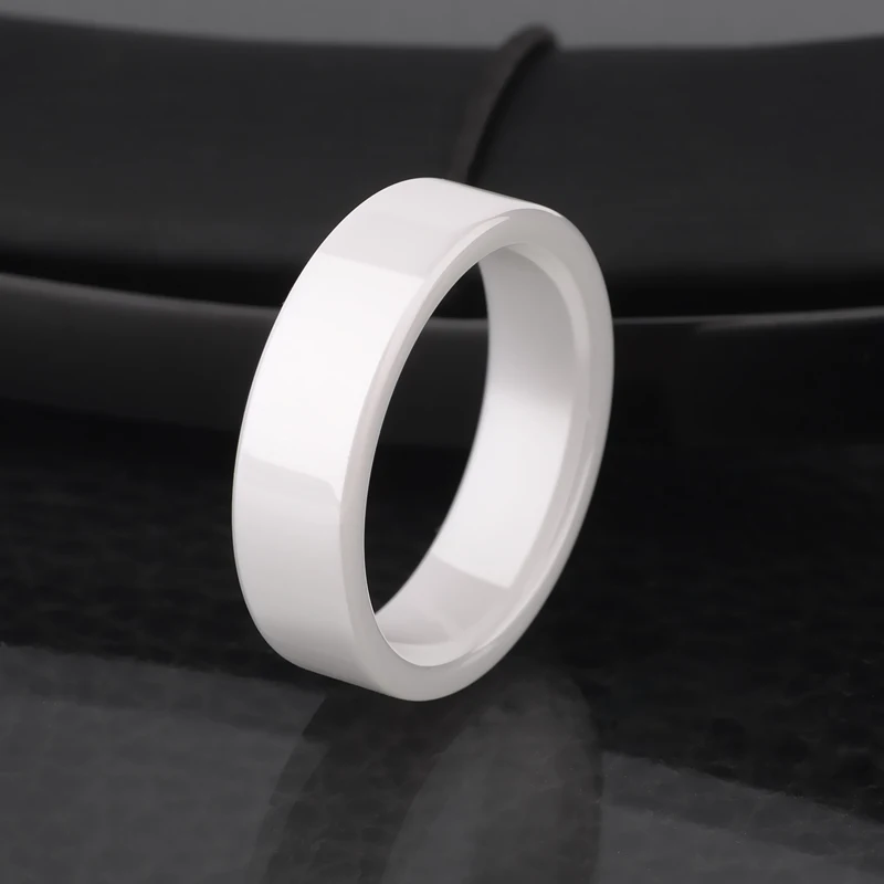 New Fashion Free Shipping 4mm/6mm White Hi-Tech Ceramic Rings for Man and Woman Flat Top Comfort Fit Size 5-12