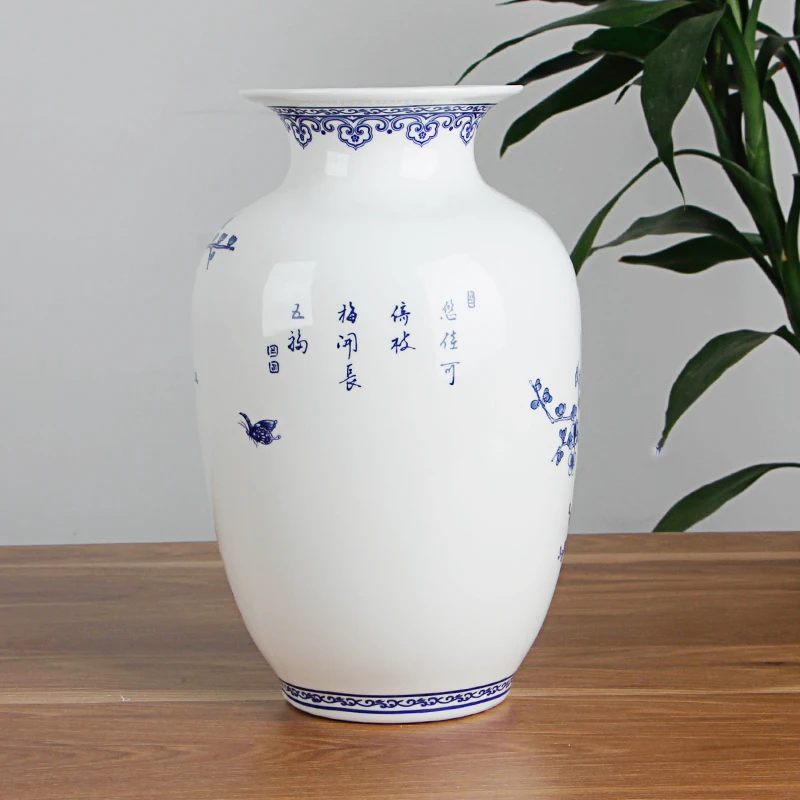 Jingdezhen blue and white Porcelain Vases Fine Bone China Vase Bird And Flowers Decorated High Quality Ceramic Vase image 6
