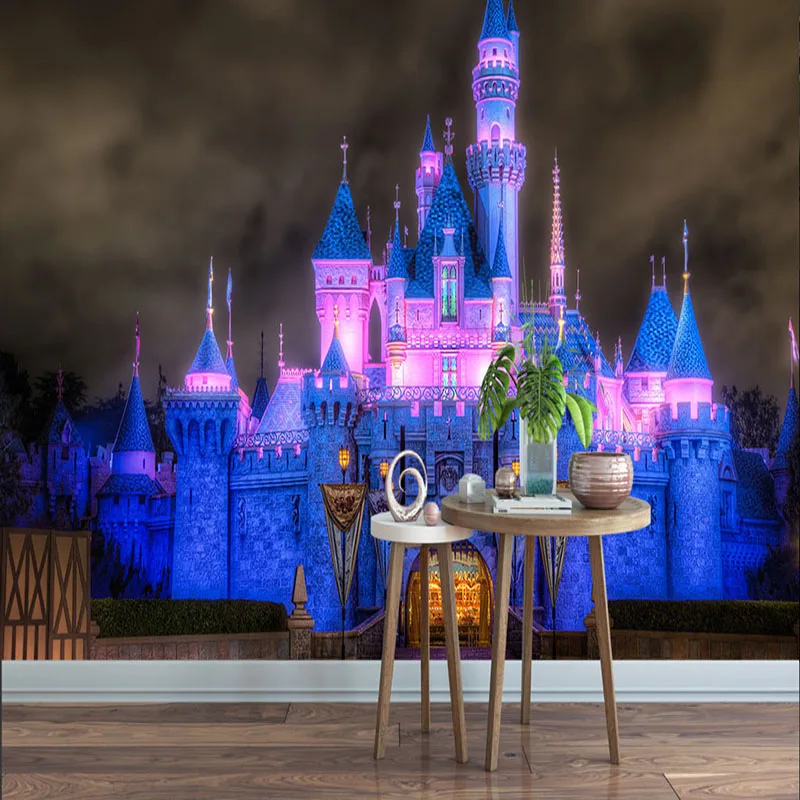 Custom Mural Wallpaper 3D Light Night Scene Fairy Tale Castle Photo Papel De Parede Cartoon Kids Bedroom Backdrop 3D Home Decor