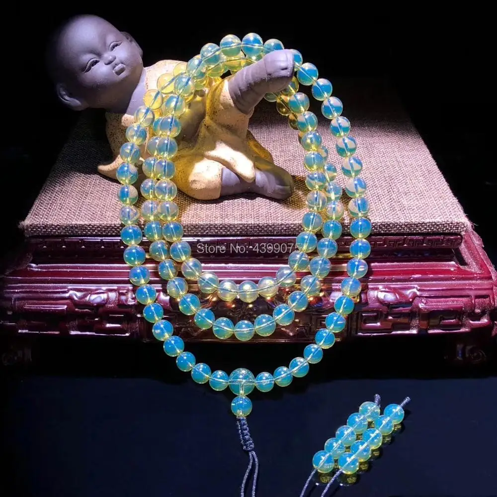 

Wholesale 3A+Natural Mexican Blue Amber 108 Prayer Beads Buddha Mala 7mm+ Beads Certificated Amber Supplier Prayer Free Shipping