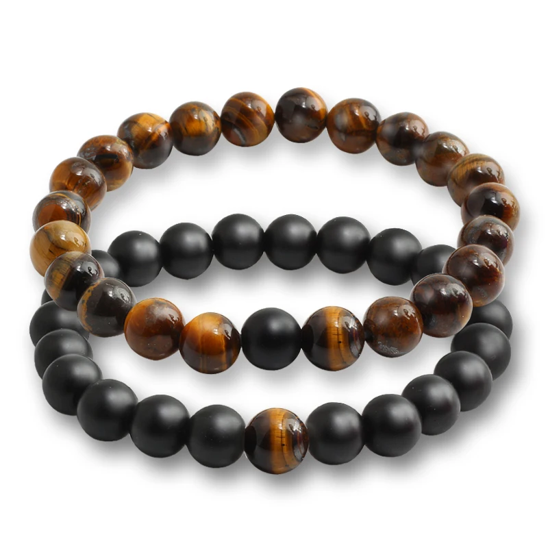 2 Pcs/set Bracelets For Women Lava Natural Stone White and Black Yin Yang Men Beaded Bracelet Couples Distance Yoga Bangles Love