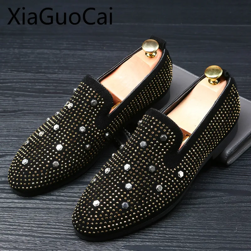 Mens Loafers Spring and Autumn New Fashion Men's Casual Shoes Rhinestone Crystal Europe Style Male Sneakers