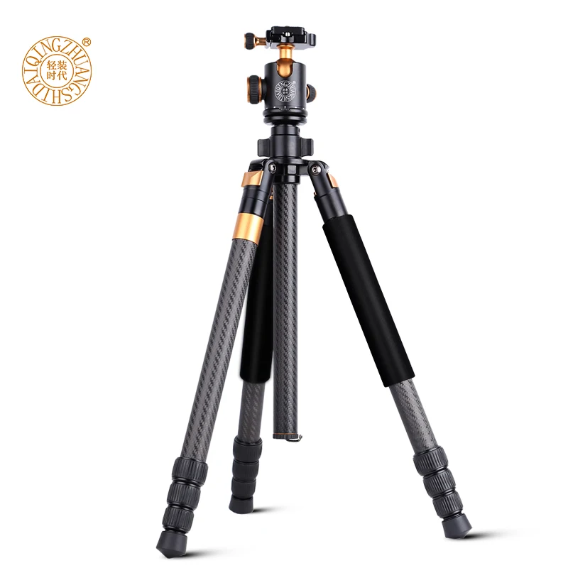 

New QZSD Q968C 63-inch Professional Portable Carbon Fibre Camera Tripod with Ball Head For DSLR SLR Camera Stand Loading 10KG