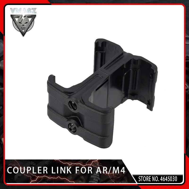 VMASZ Tactical Double Round Magazine MagLink Coupler for 5.56x45 Gen Airsoft AR / M4 Clamp Connector Kit Mount Holder Black Tan