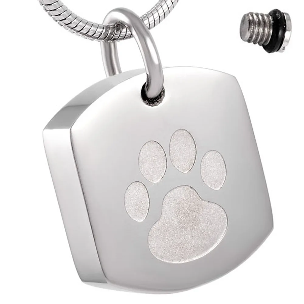 Stainless Steel Cremation Jewelry Paw Print Pet Memorial Urn Pendant Necklace for Dog Cat Ashes