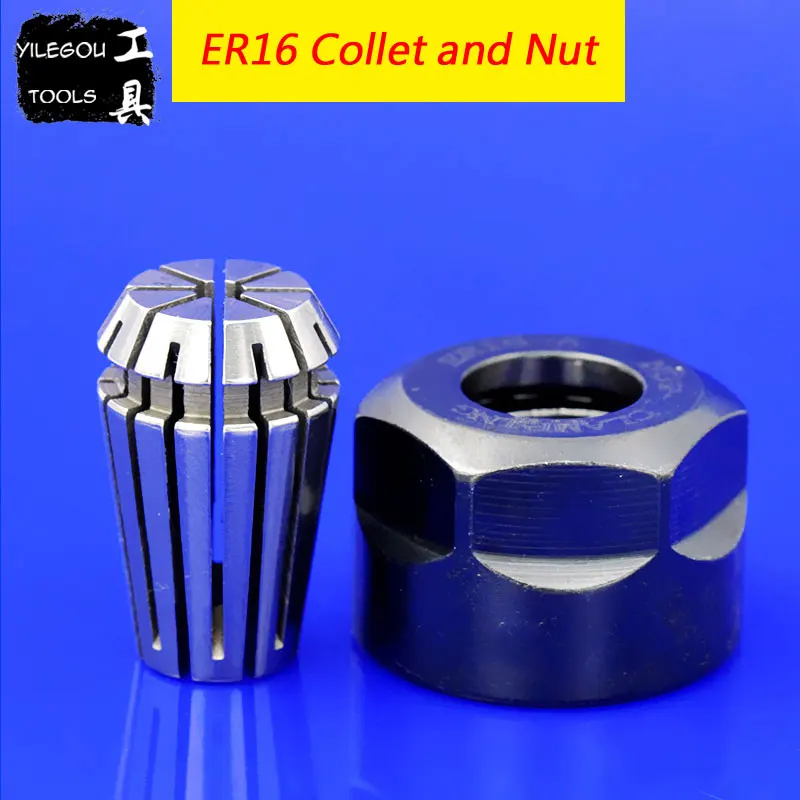 High Precision CNC ER16 Spring Collet with Nut ER16 (1-6.5mm) Chuck and Nut (M22*1.5) For CNC Milling Cutter