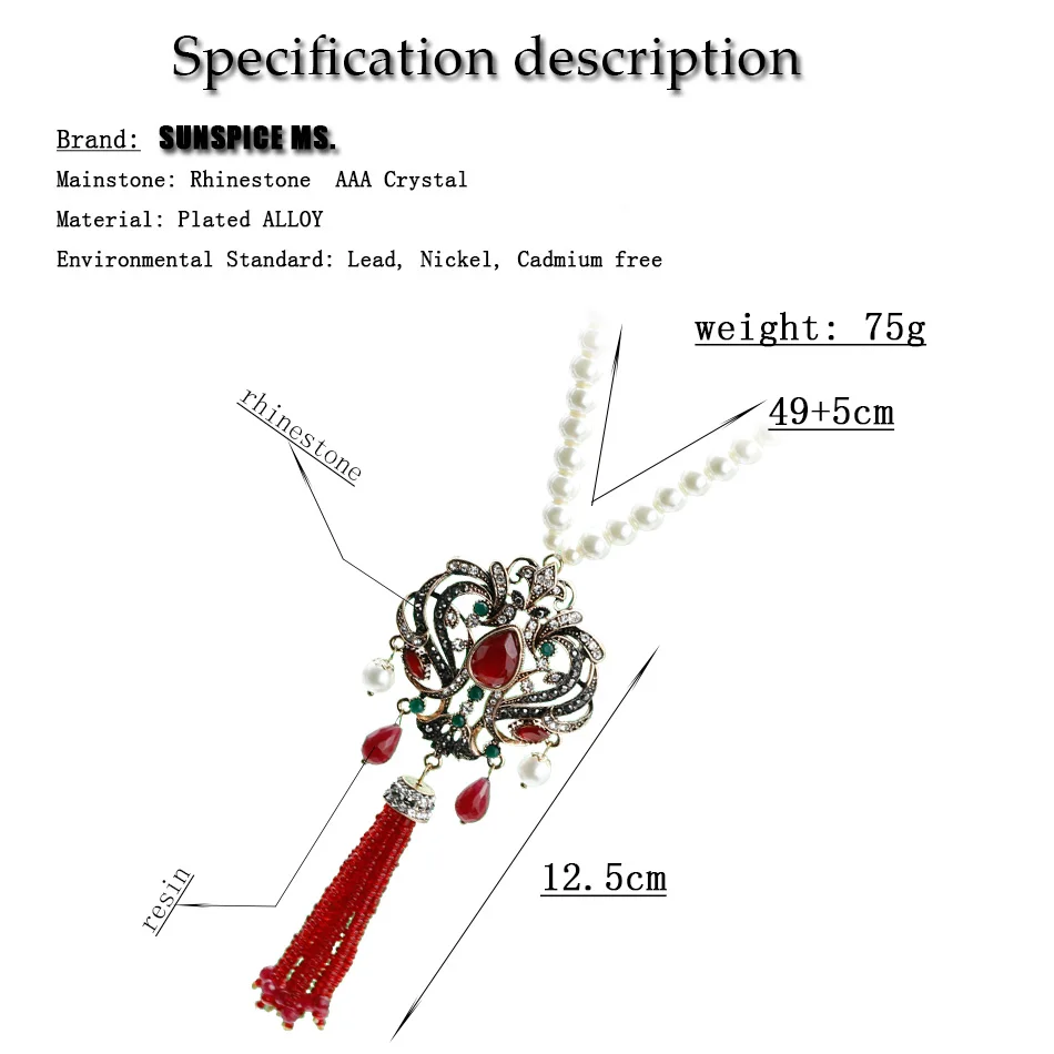 Unique Red Natural Stone Beads Tassels Pendant Necklace For Women Wedding Jewelry Antique Gold Color Bead Sweater Chain Gifts