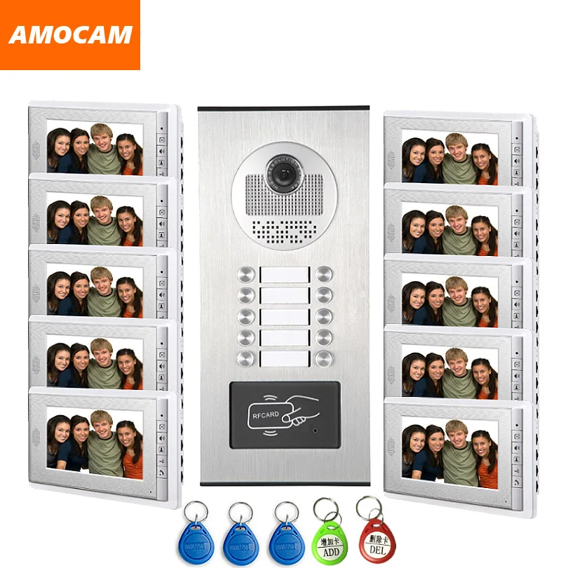 10 Units Video Intercom Apartment Door Phone System HD Camera 7\