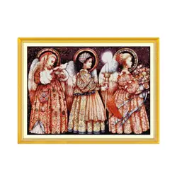 11CT 14CT Cross stitch Embroidery Kit Christmas Eve Angel Cute Girl Handmade DIY Sewing Embroidery Three Little Angels Figure