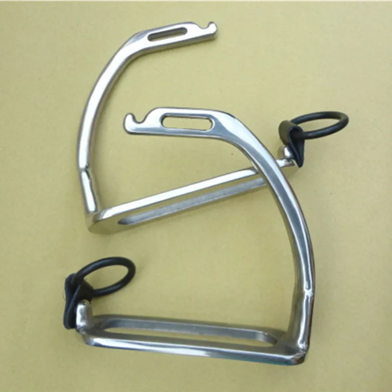 Stainless Steel Peacock Stirrup With Rubber Ring And Leather Strap Horse Stirrups Without Pad Horse Equipment