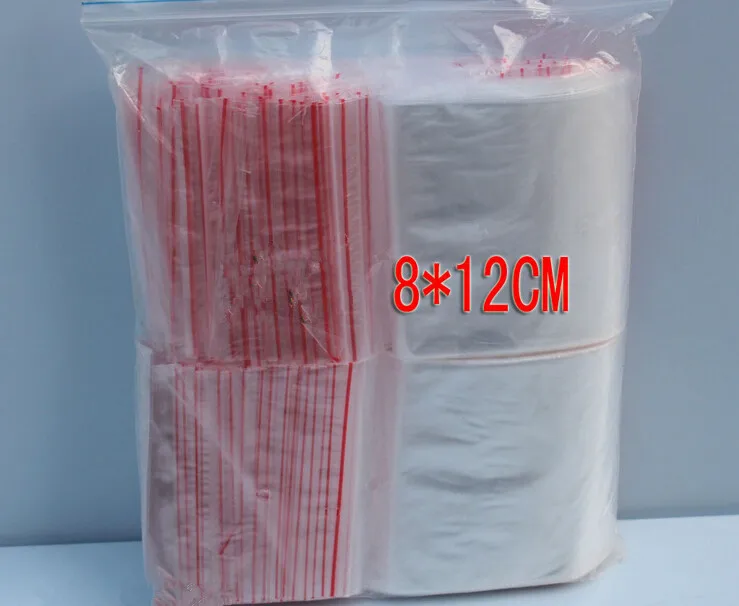 200PCS 8x12cm transparent travel gift packing bag plastic bag for necklace/jewelry/ food small ziplock clear self seal bags pe