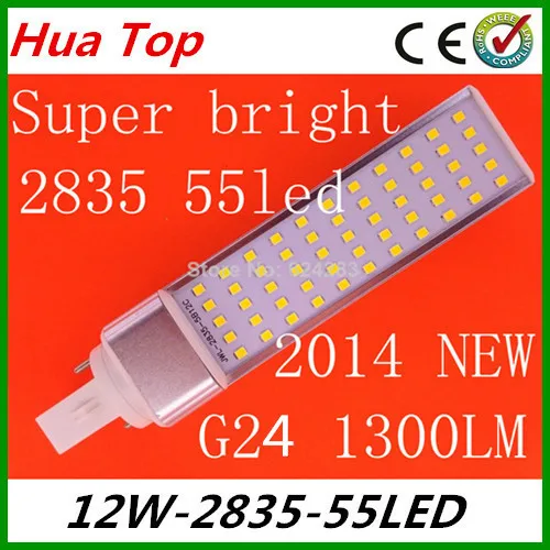 

Hot sale lampada led lamp G24 AC85-265V 12W Horizontal Plug Lamps Epistar smd 2835 55 LED white/warm white 1300LM free shipping